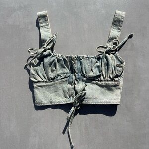 Denim Milkmaid Bustier Crop Top